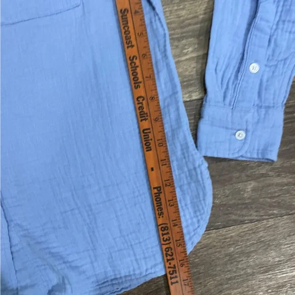 J.Crew Blue Cotton Gauze Button Down Shirt Size Small - Picture 8 of 11